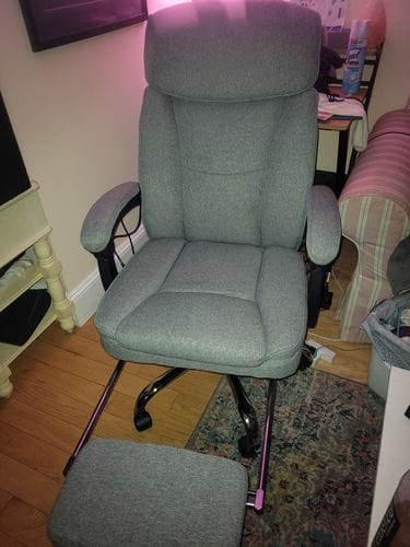 Customer photo review of Homrest Ergonomic Reclining  Massage Office Chair with Breathable Fabric Light Gray