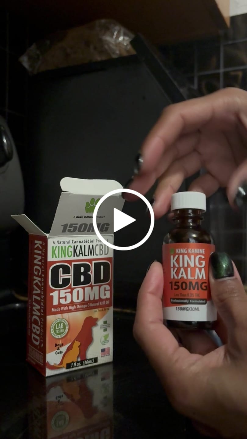 Customer video review of KING KALM CBD 150mg - Medium Pet Formula 20 to 45lbs