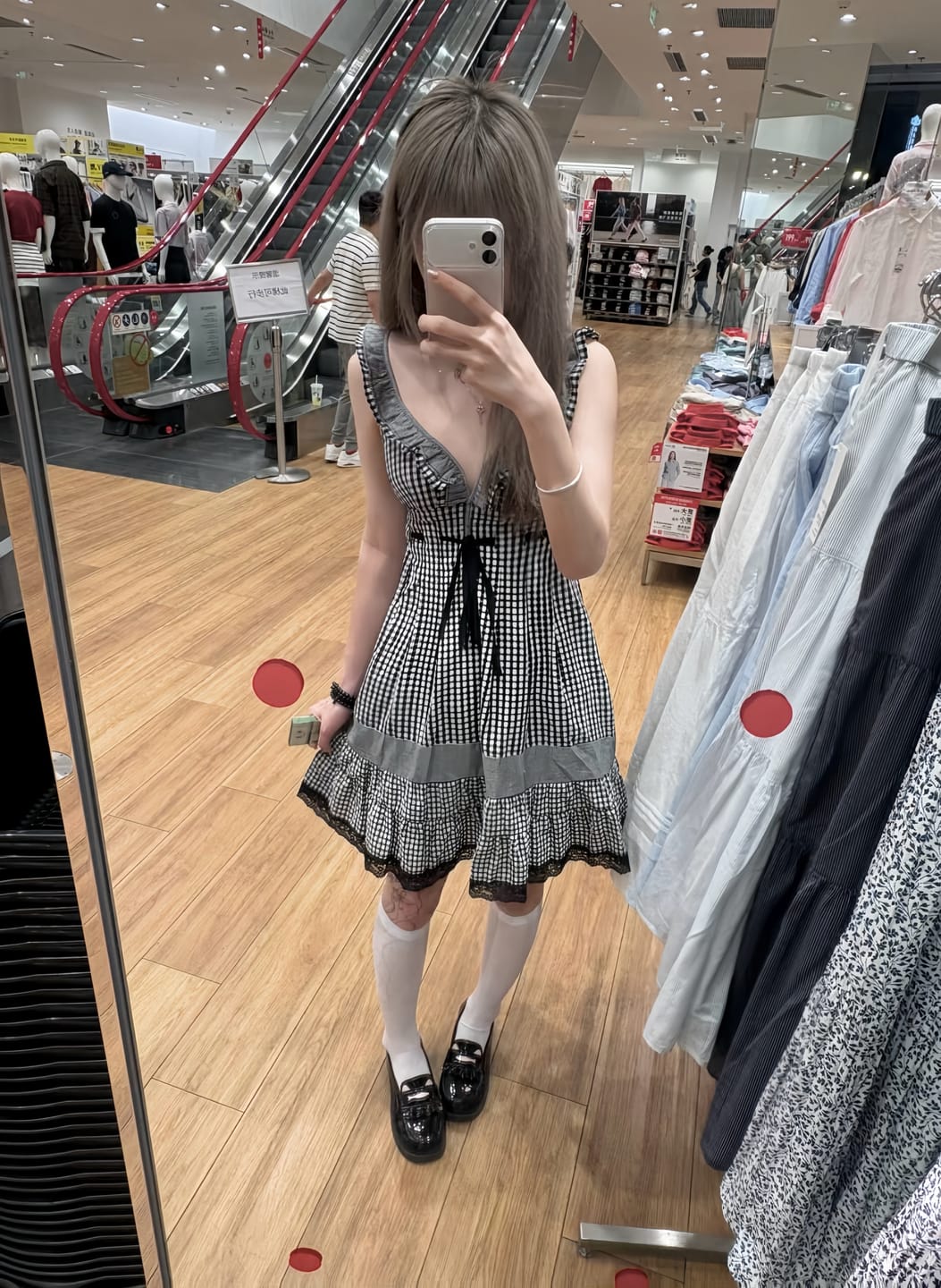 Customer photo review of Black and white checkered dress