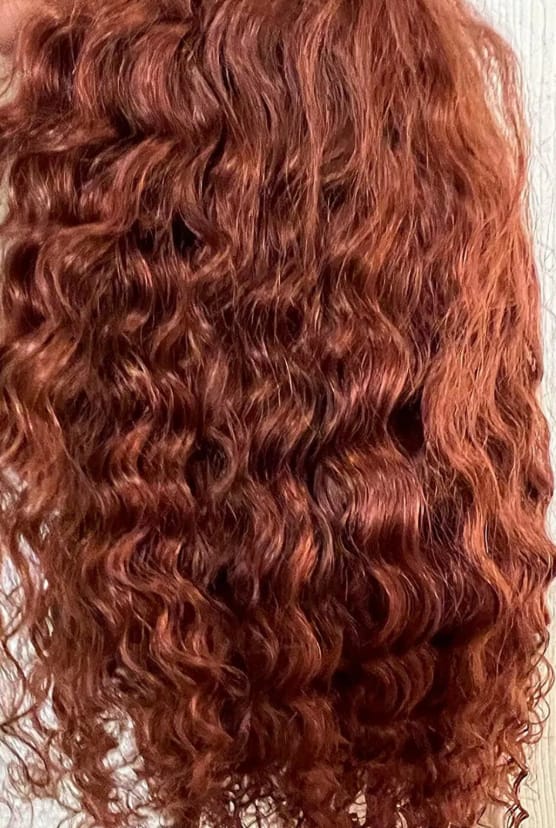 Customer photo review of Wavymy Wear & Go Reddish Brown 7x5 Glueless Lace Wigs Human Hair 180% Density