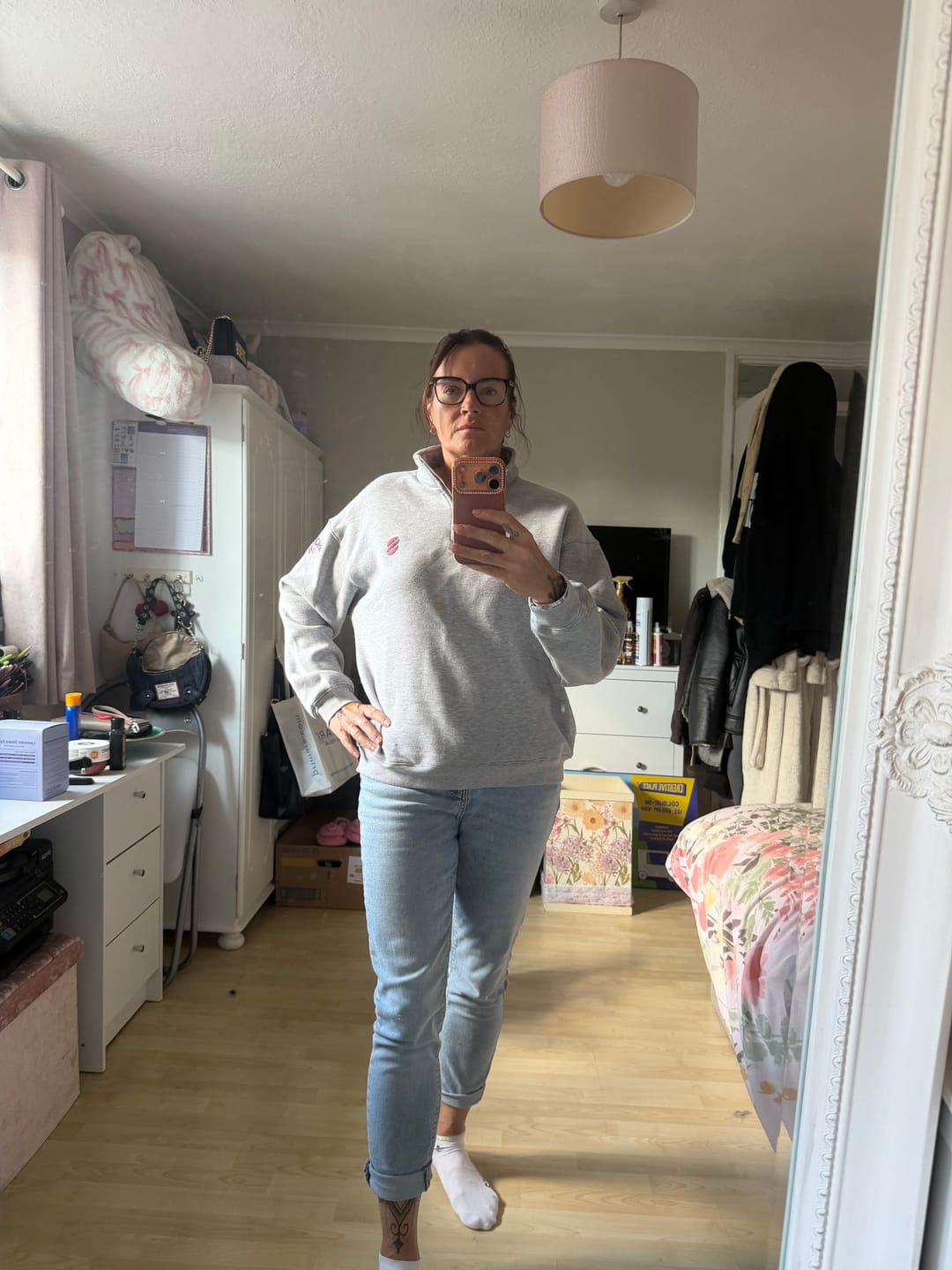Customer photo review of Funnel Neck Half Zip - Grey Marl