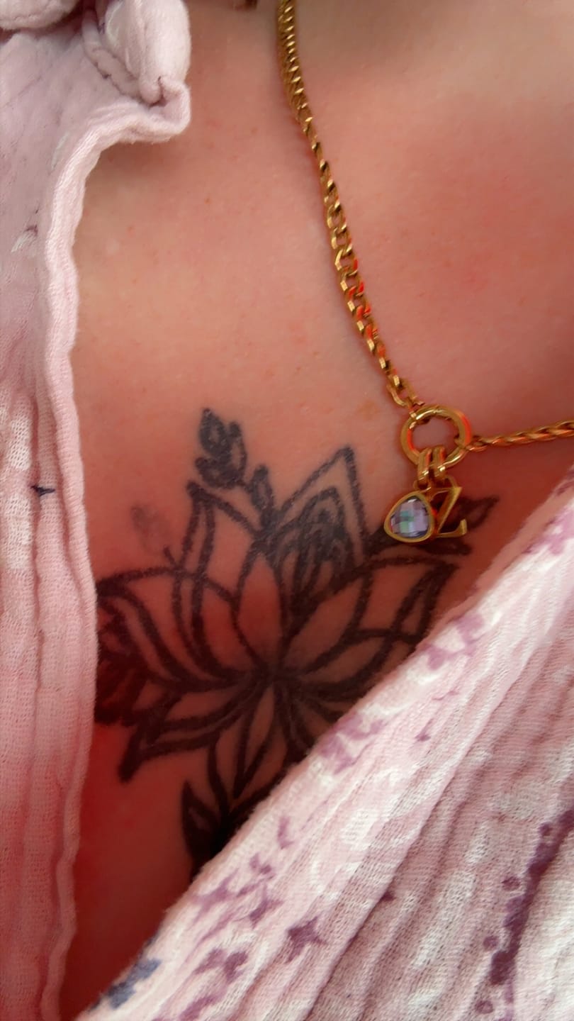 Customer photo review of Letter & birthstone necklace gold
