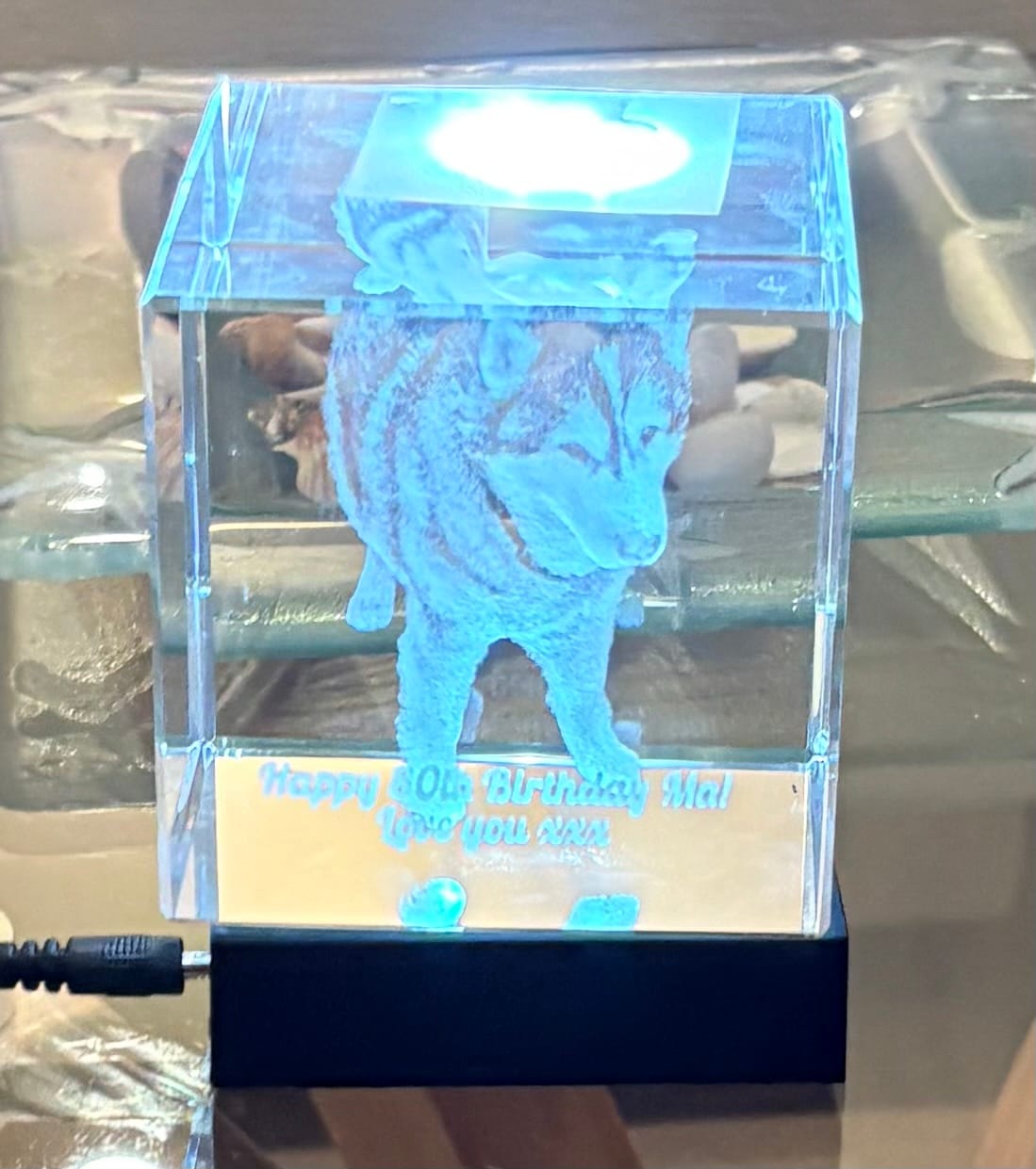 Customer photo review of Large 3D Photo Crystal CUBE - 80mm x 80mm x 80mm