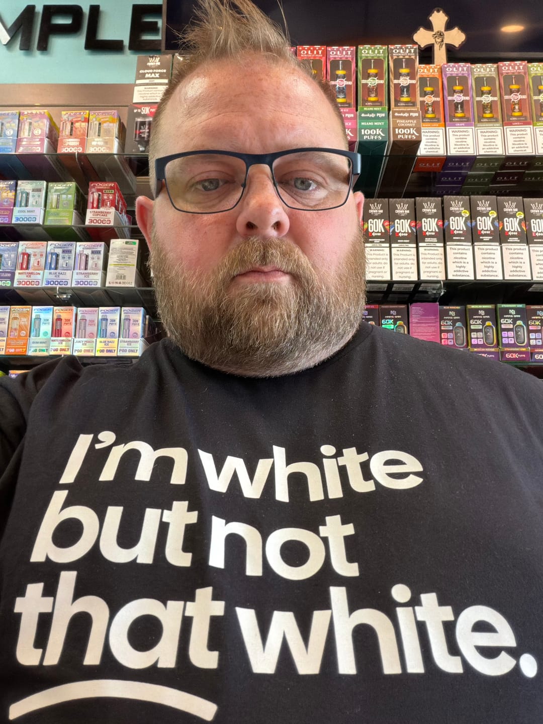 Customer photo review of I’m white but not that white Unisex Tee