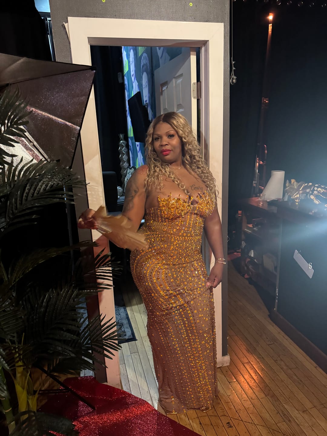 Customer photo review of Fool In Love Gold Maxi Dress (Ready To Ship)