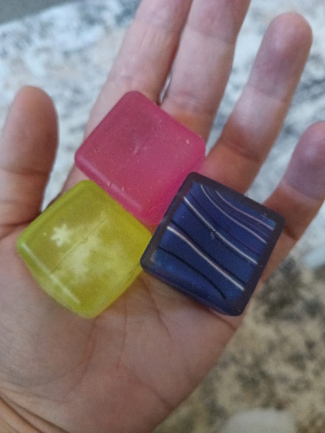 Customer photo review of 3 Pack - Mini Jelly Cube Squishy Pack 3.5cm