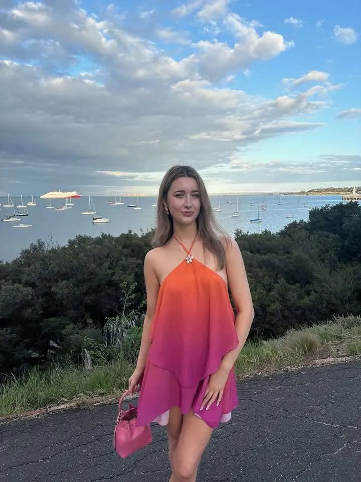 Customer photo review of Ivy Ombre Halter Tiered Mini Dress