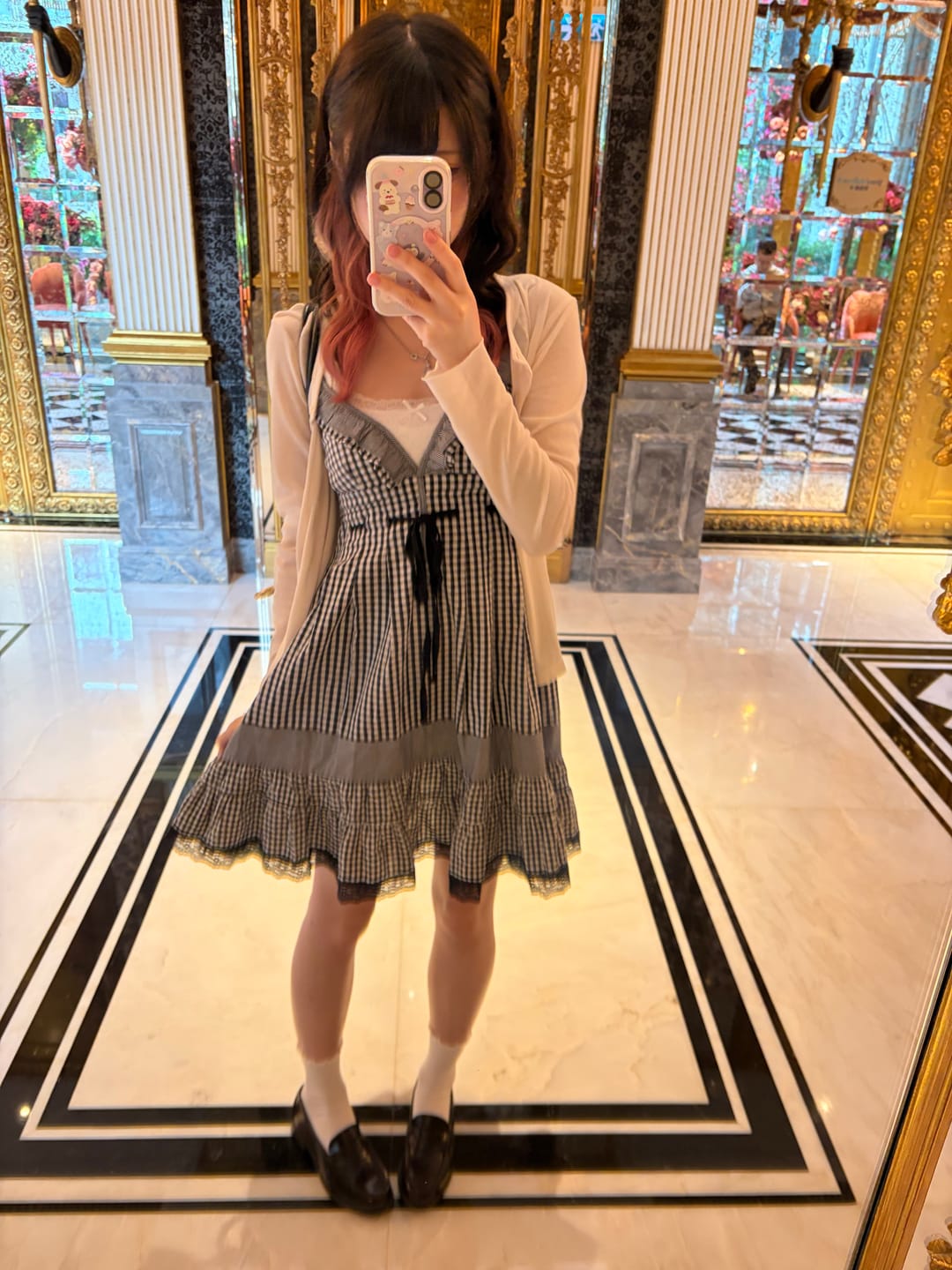 Customer photo review of Black and white checkered dress
