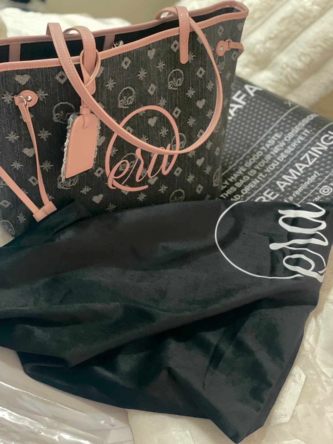 Customer photo review of Pink Muse Denim Tote