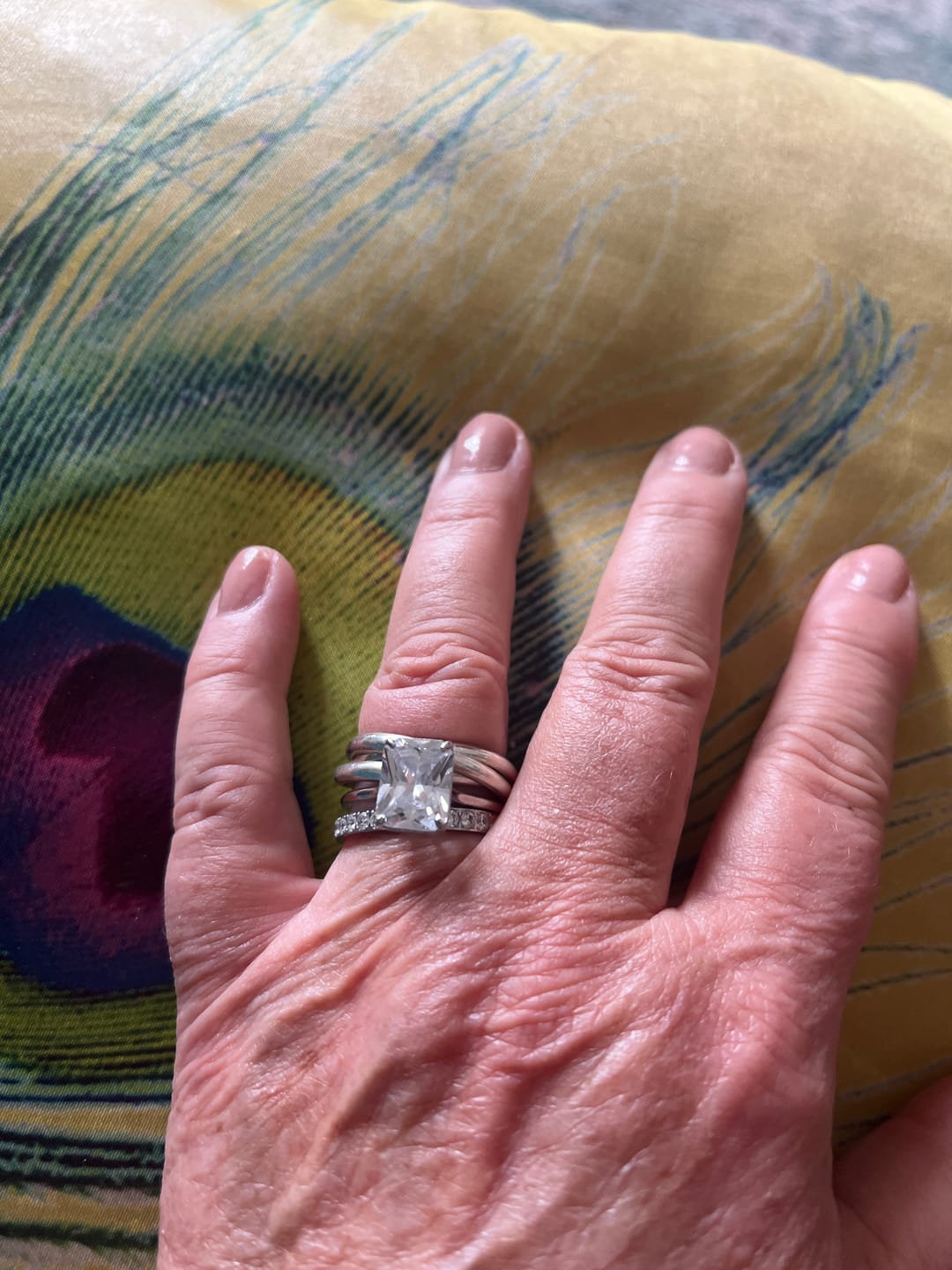 Customer photo review of Radiant Solitaire Diamond-Inspired Ring 3ct
