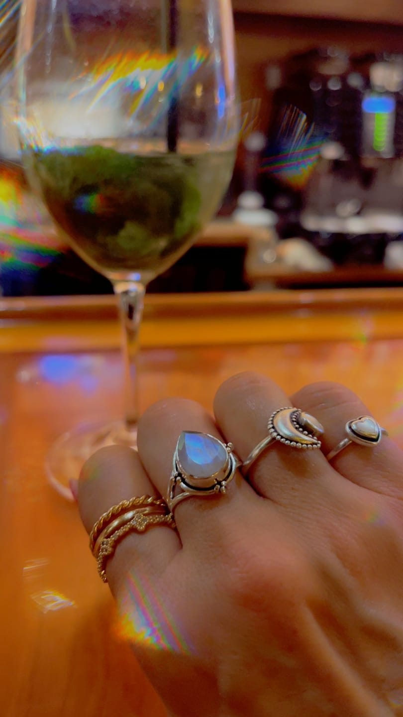 Customer photo review of Teardrop Faceted Moonstone Ring