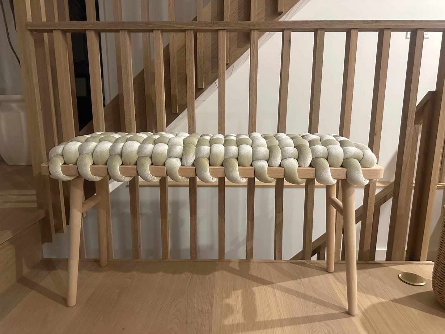 Customer photo review of Ivory Velvet Woven Bench