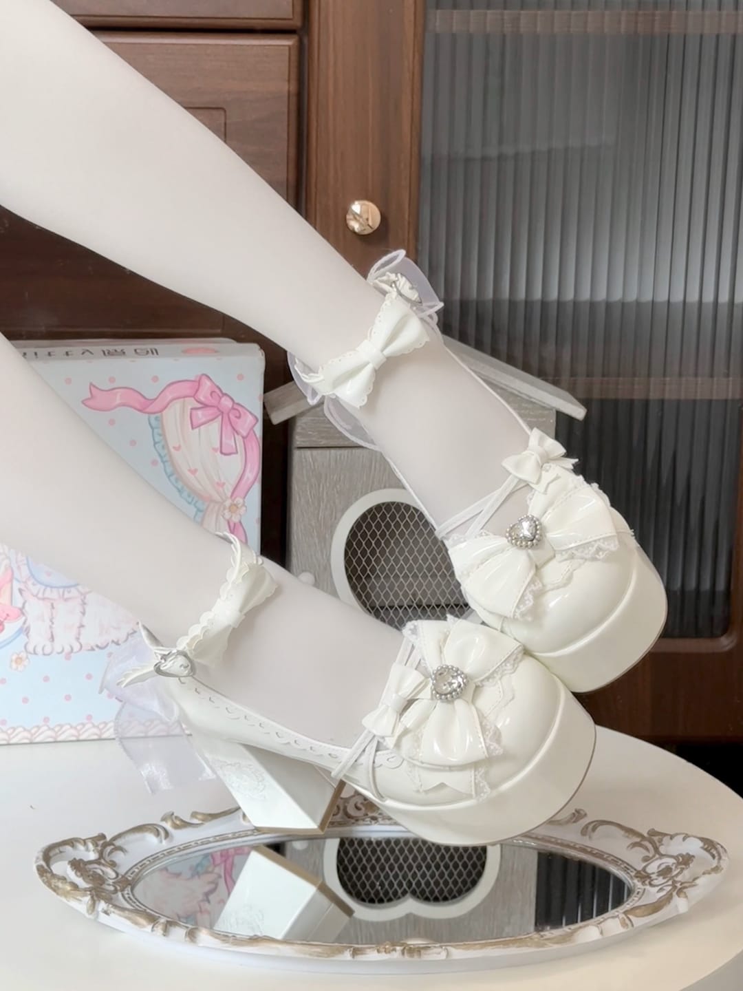 Customer photo review of Kitty Heart Platform Mary Jane Heels