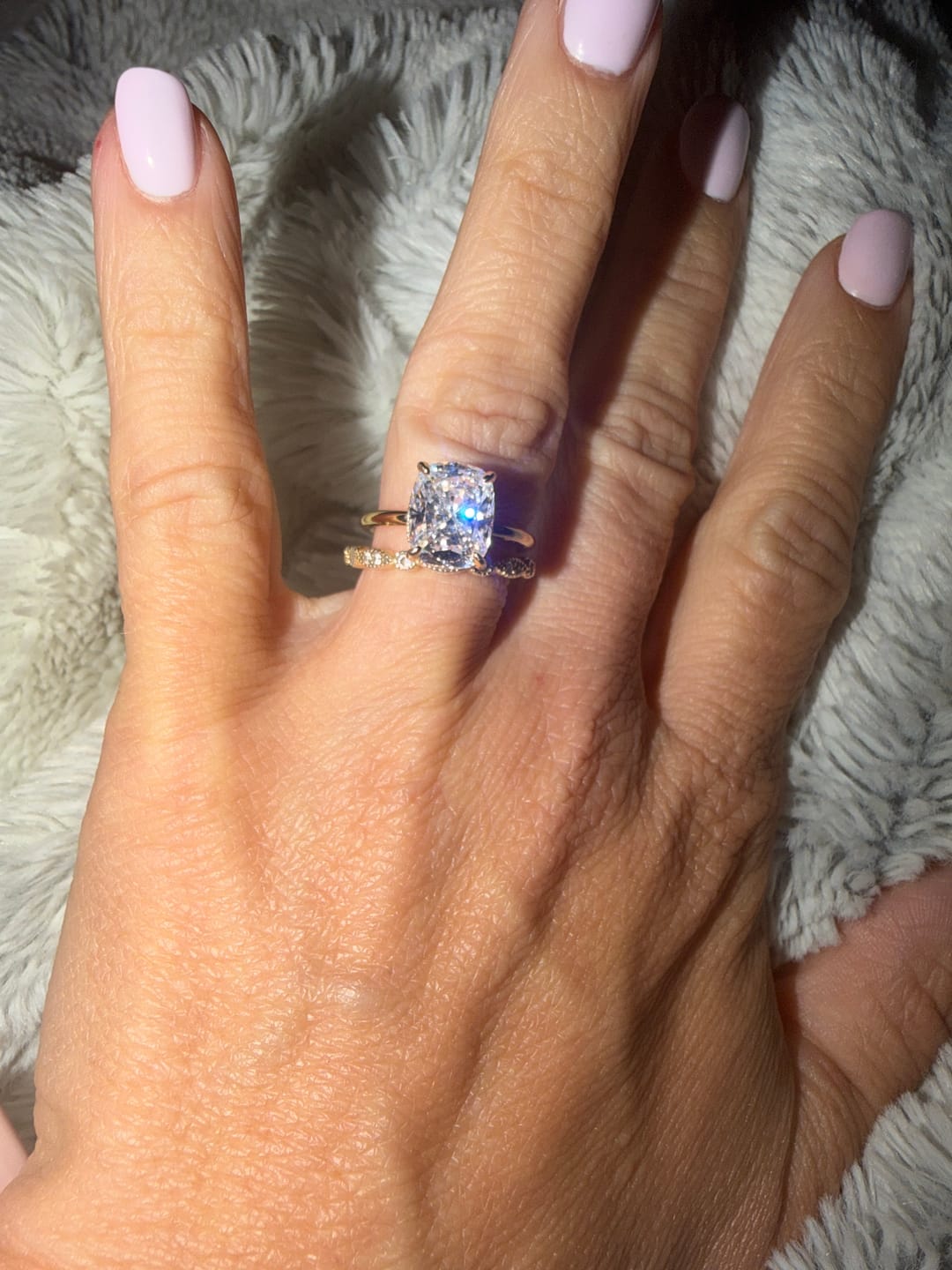 Customer photo review of S925 3.0Ct~5.5Ct Cushion Cut Engagement Ring For Everyday Wear In Sterling Silver