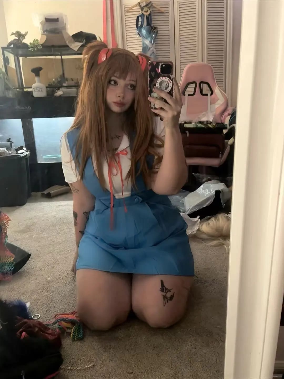Customer photo review of Evangelion Rei Ayanami & Asuka School Uniform Cosplay Set