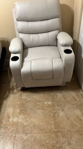 Customer photo review of Homrest Power Lift Recliner Chair for Elderly with Massage & Heat, Beige White
