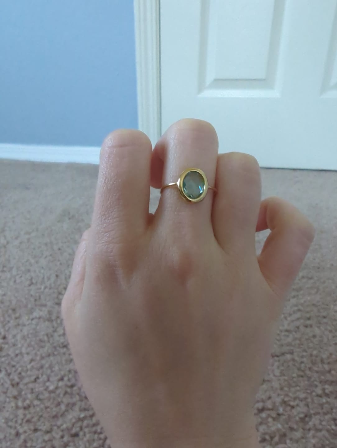 Customer photo review of Aquamarine Crystal Gold Ring