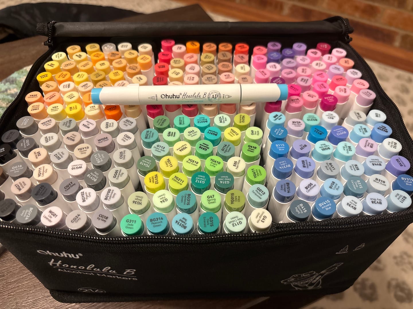 Customer photo review of Ohuhu Honolulu 216 Colors Dual Tips Alcohol Art Markers (New Color Codes)