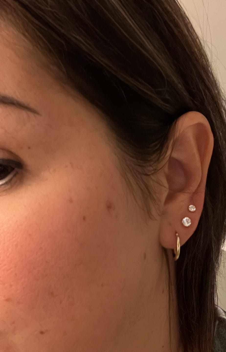 Customer photo review of 14K Yellow Gold Cubic Zirconia Stud Earrings With Screwbacks