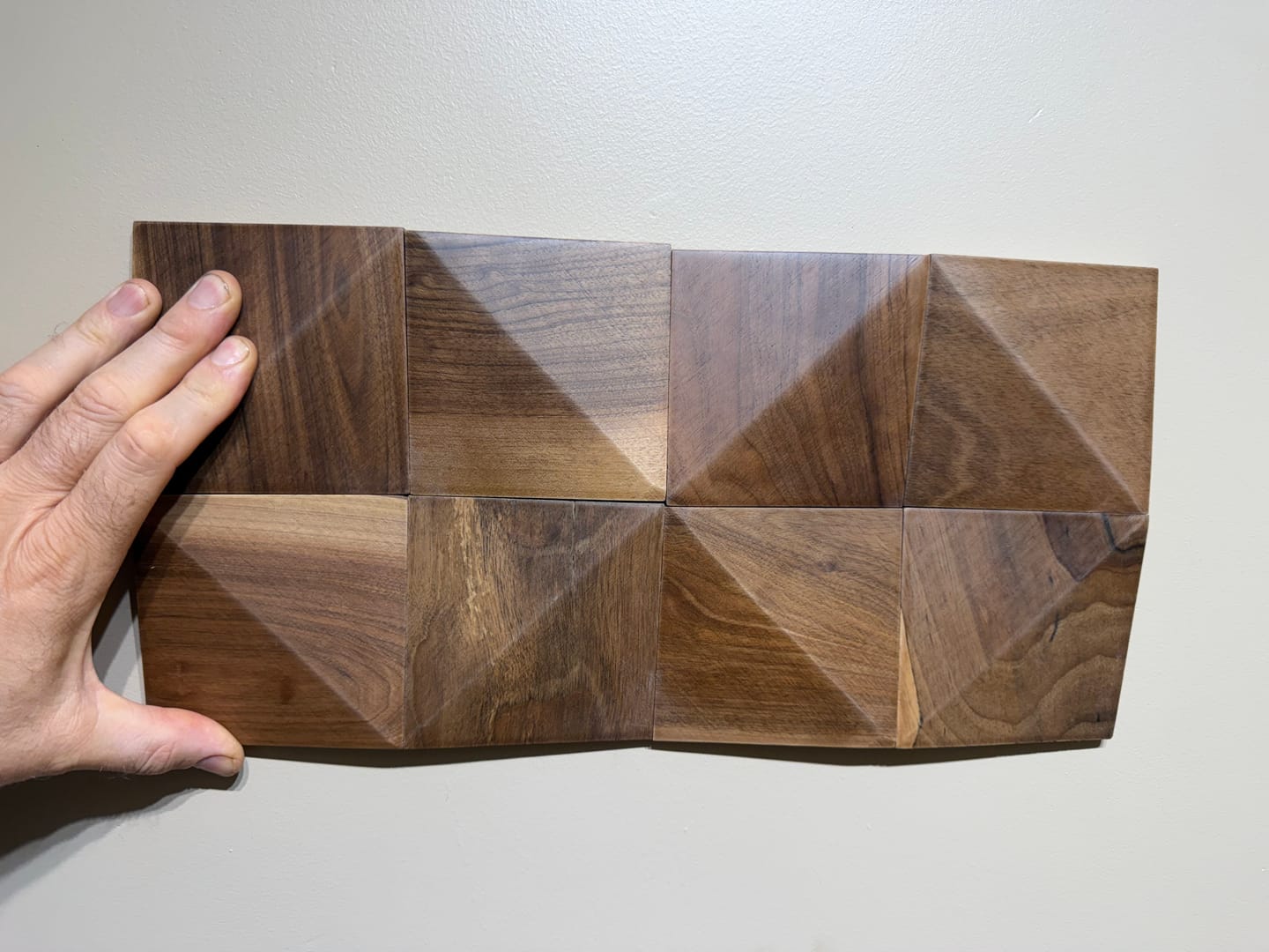 Customer photo review of Natural Walnut 3D Diamond Panels