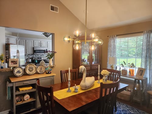Customer photo review of 8-Light Linear Sputnik Tinted Blue Glass Bubble Chandelier