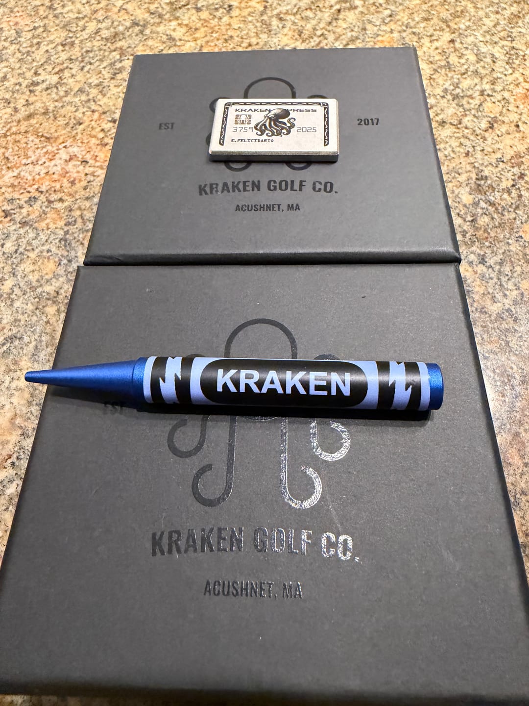 Customer photo review of The Silver Kraken Express Ball Marker | Kraken Titanium Golf Ball Marker