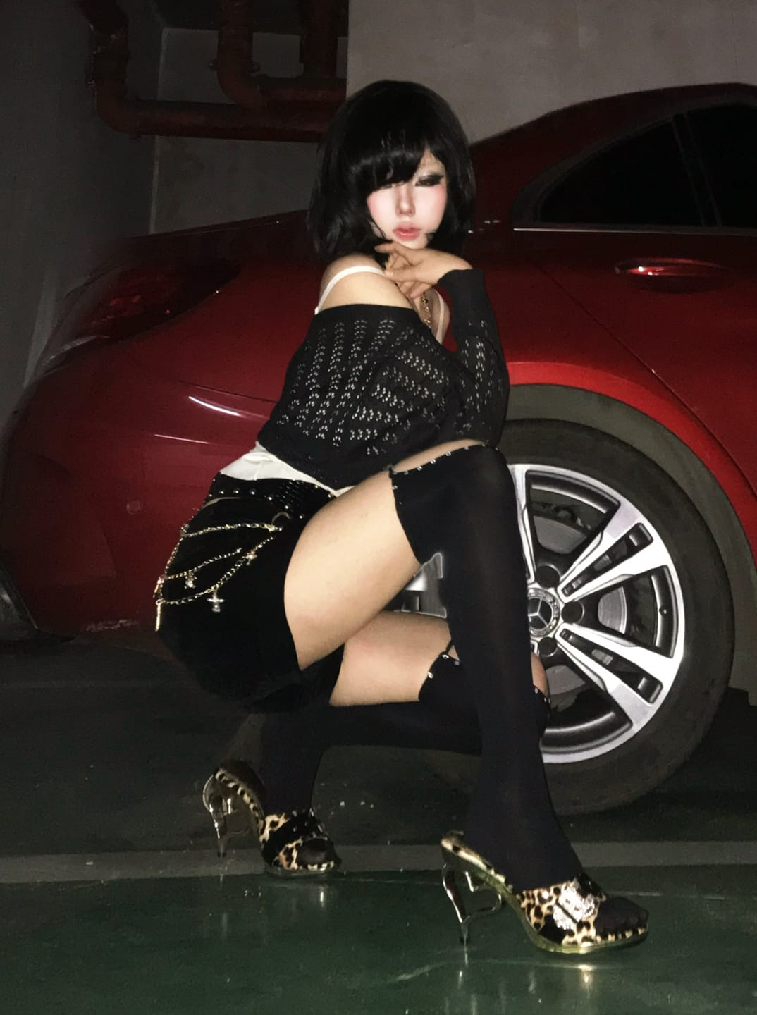 Customer photo review of Leopard Print Gold High Heels