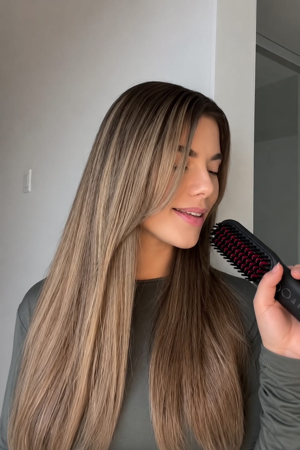 Customer photo review of Brosse Lissante Chauffante Portable