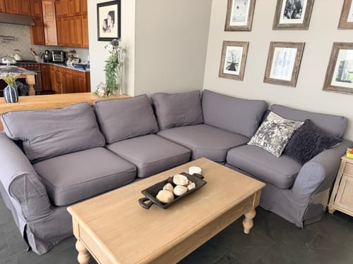 Customer photo review of PB Comfort Roll Arm Right Arm Chair Cover, PB comfort sectional components slipcover