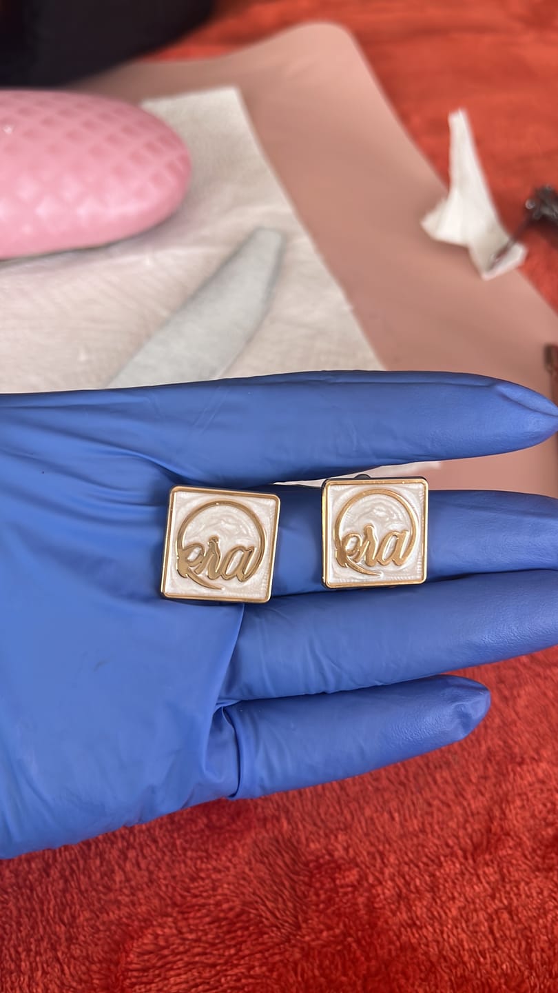 Customer photo review of Gold Pearl Square Drop Earring