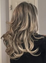 Customer photo review of Virgin Human Hair Tape Hair Extensions Balayage Blonde (#8/8/613)