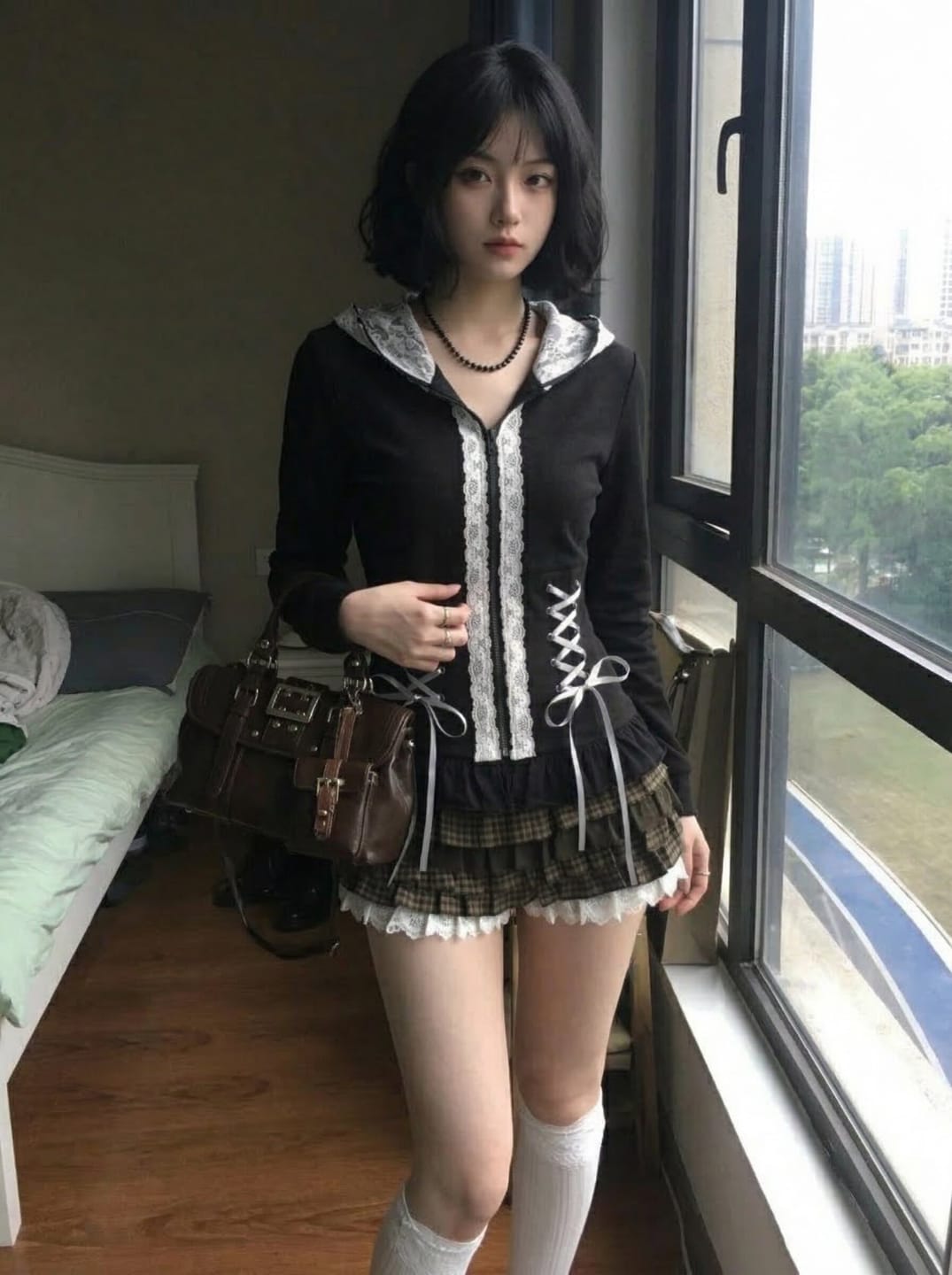 Customer photo review of Black retro hooded fleece jacket