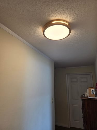 Customer photo review of Rustic Dimmable LED Wood Round Flush Mount Light