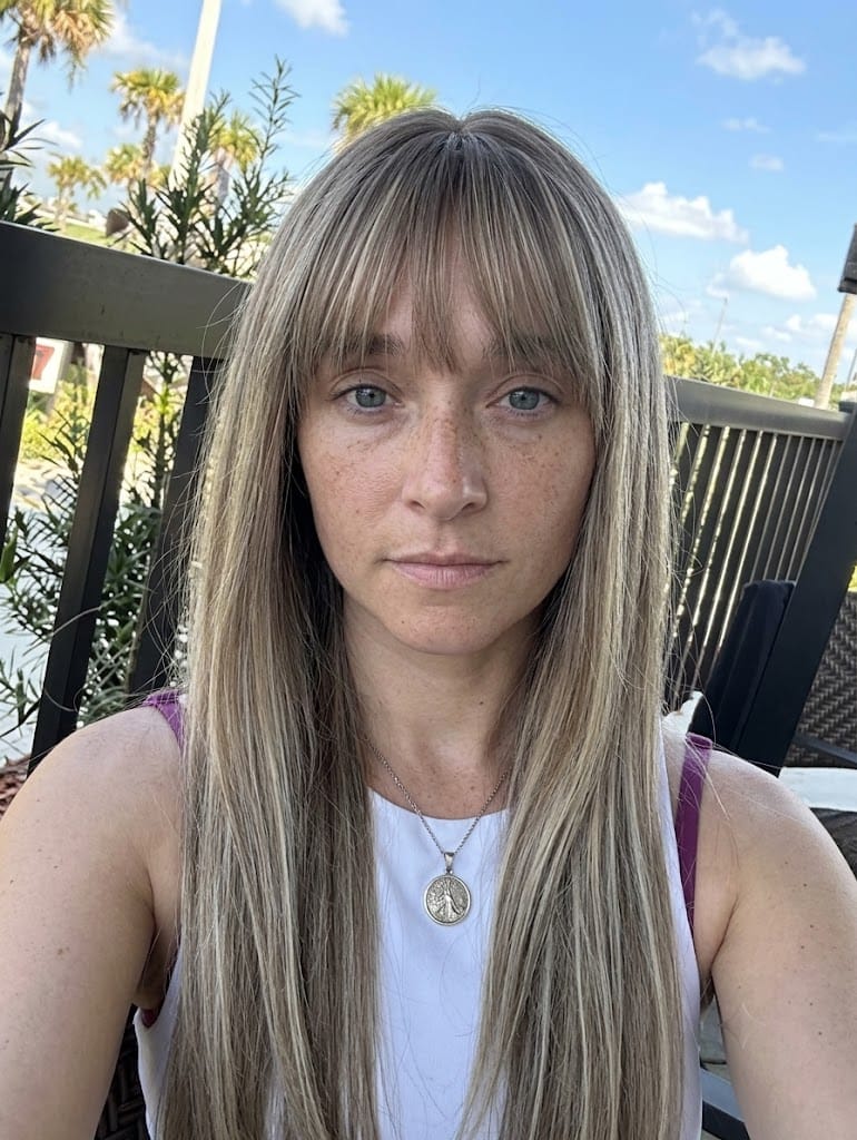 Customer photo review of Virgin Human Hair Tape Hair Extensions Balayage Blonde (#8/8/613)