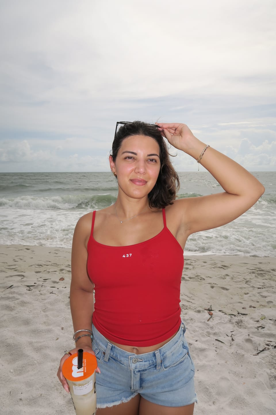 Customer photo review of The Minimalist Tank Scarlet