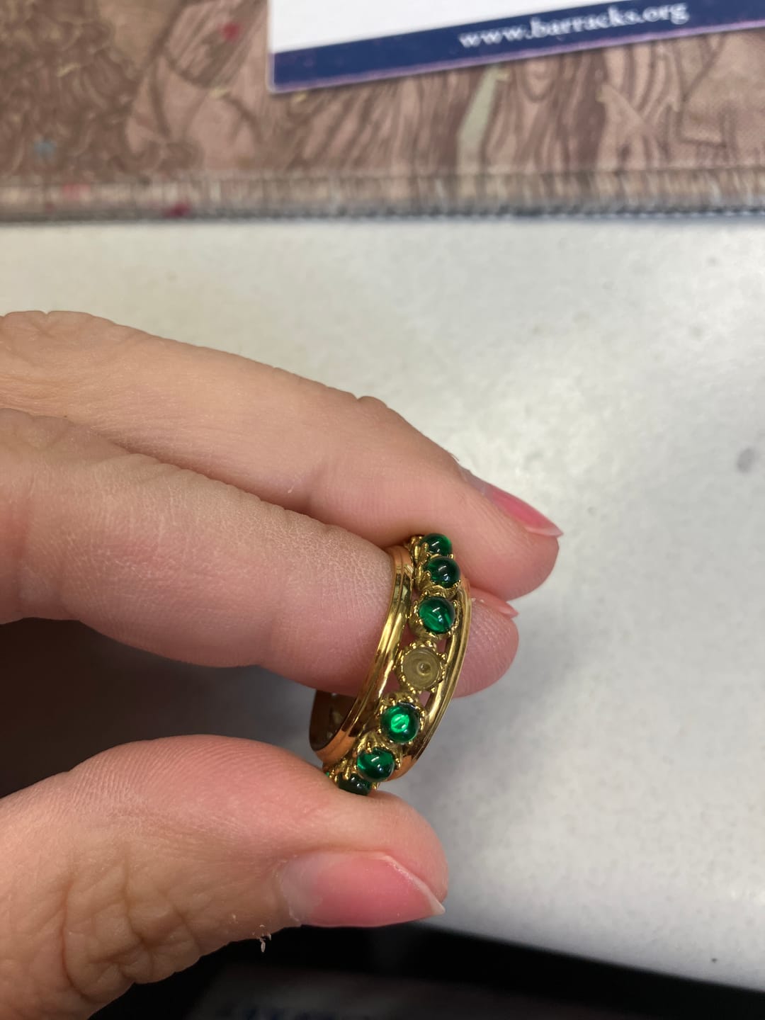 Customer photo review of Emerald Stone Crystal Ring