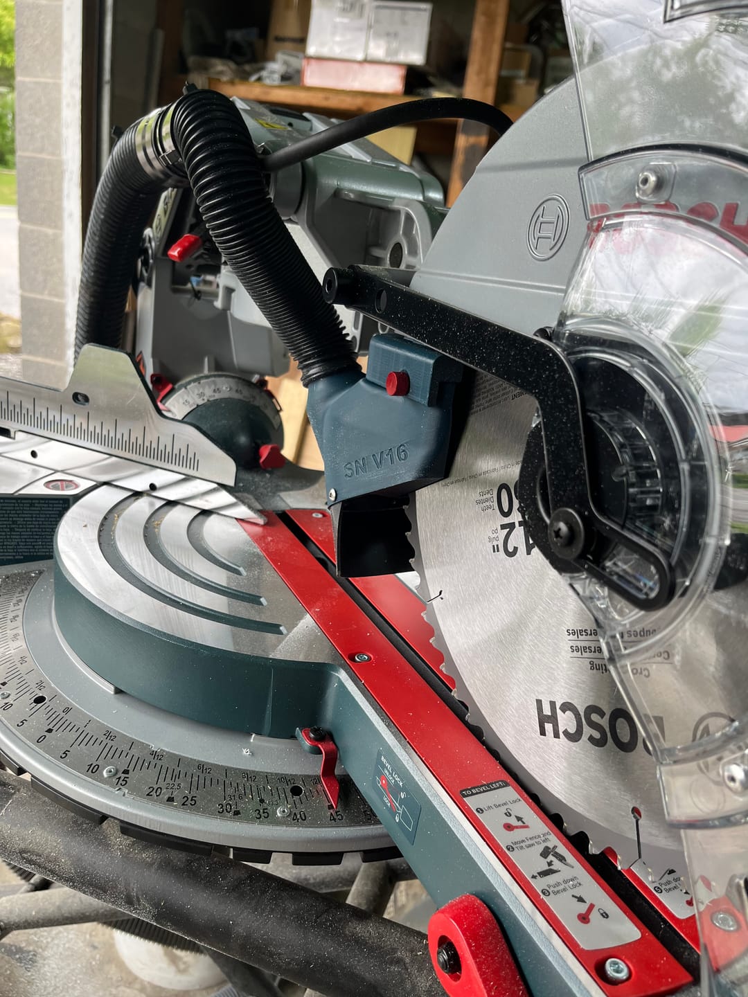 Customer photo review of Dust Collection Chute for Bosch Axial Glide Miter Saw