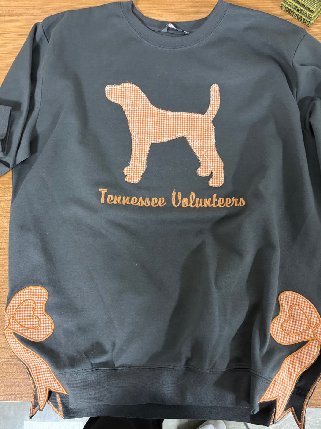Customer photo review of Custom Tennessee Volunteers Women’s Team Spirit Sweatshirt – Applique Embroidered Side Bow Pullover