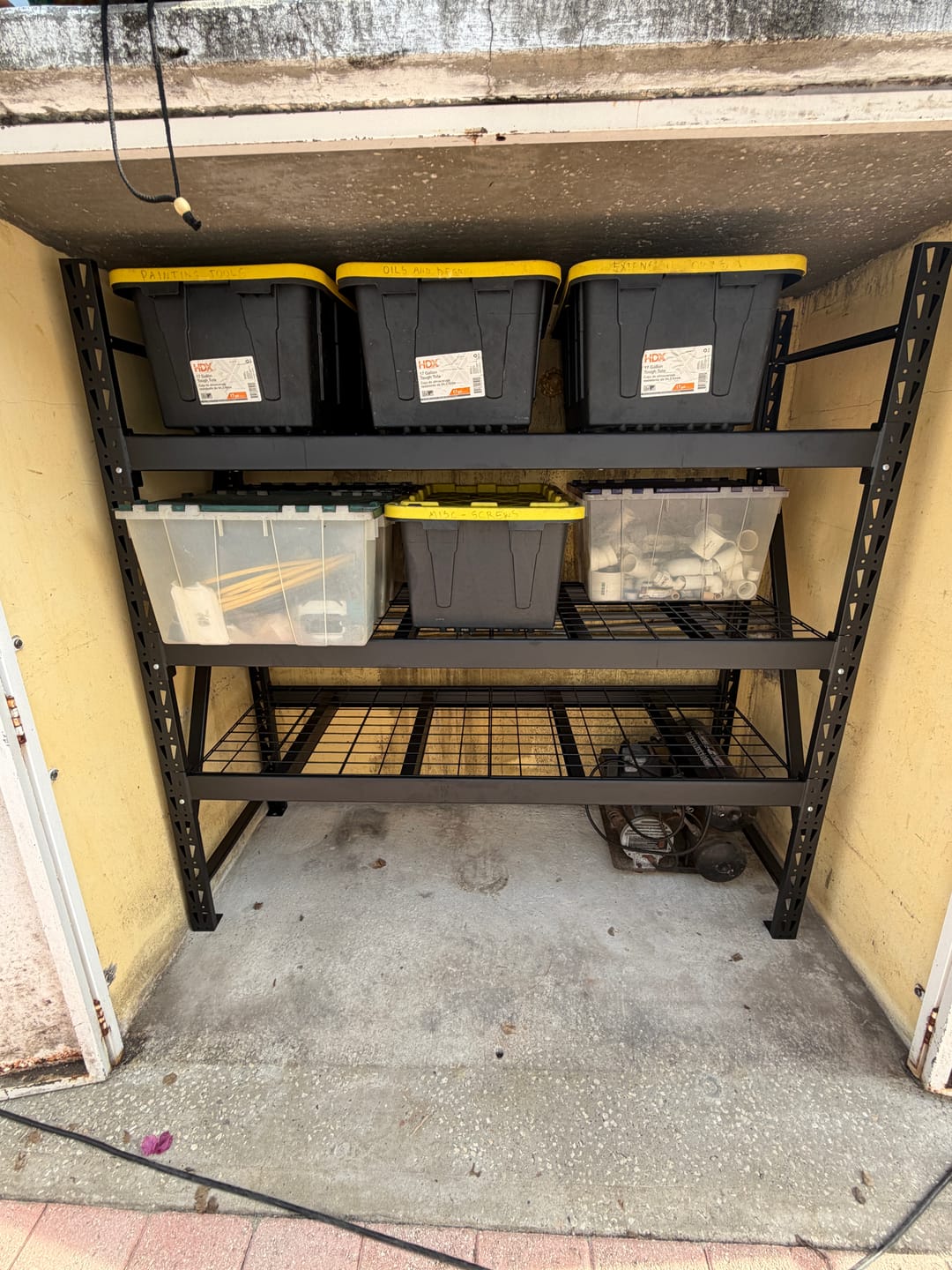 Customer photo review of REIBII 68" Extra-Wide 3-Tier Garage Shelving for Oversized Storage,Adjustable Metal Shelving for Garage,Basement,Warehouse