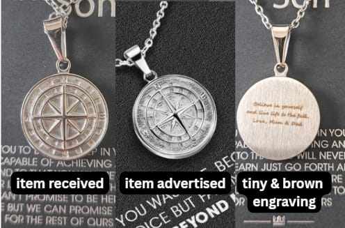 Customer photo review of "To My Son" - Compass Pendant