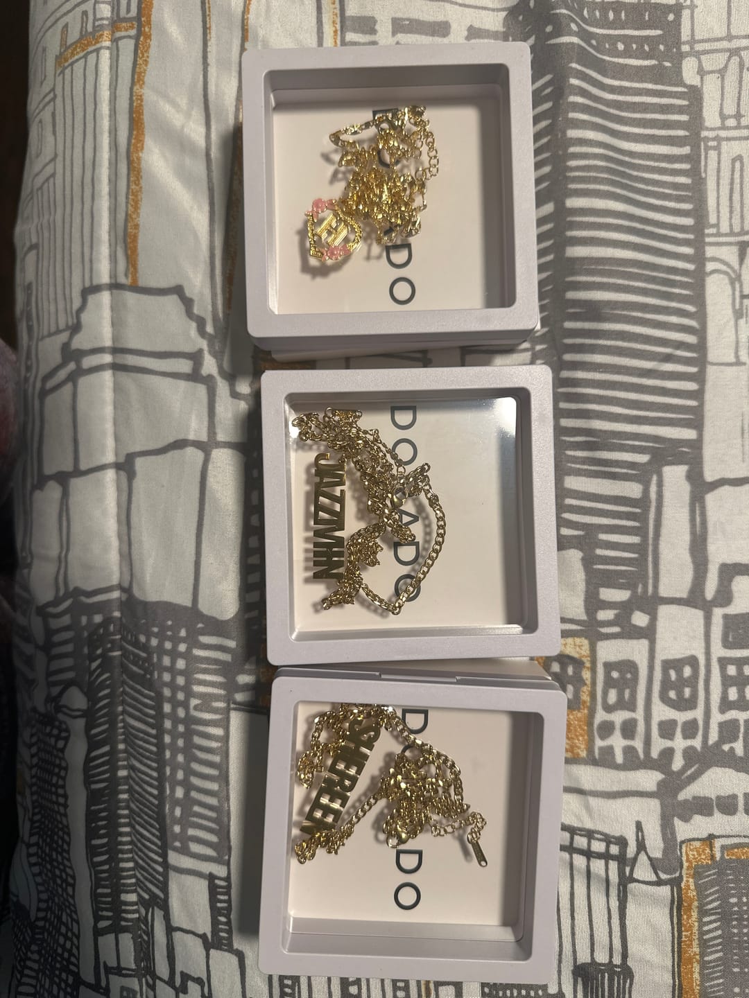 Customer photo review of Block Name Necklace w/ Cuban Chain
