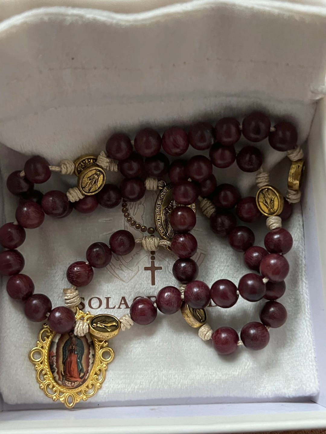 Customer photo review of SolaceBeads Purpleheart Wood Our Lady of Seven Sorrows Rosary Chaplets