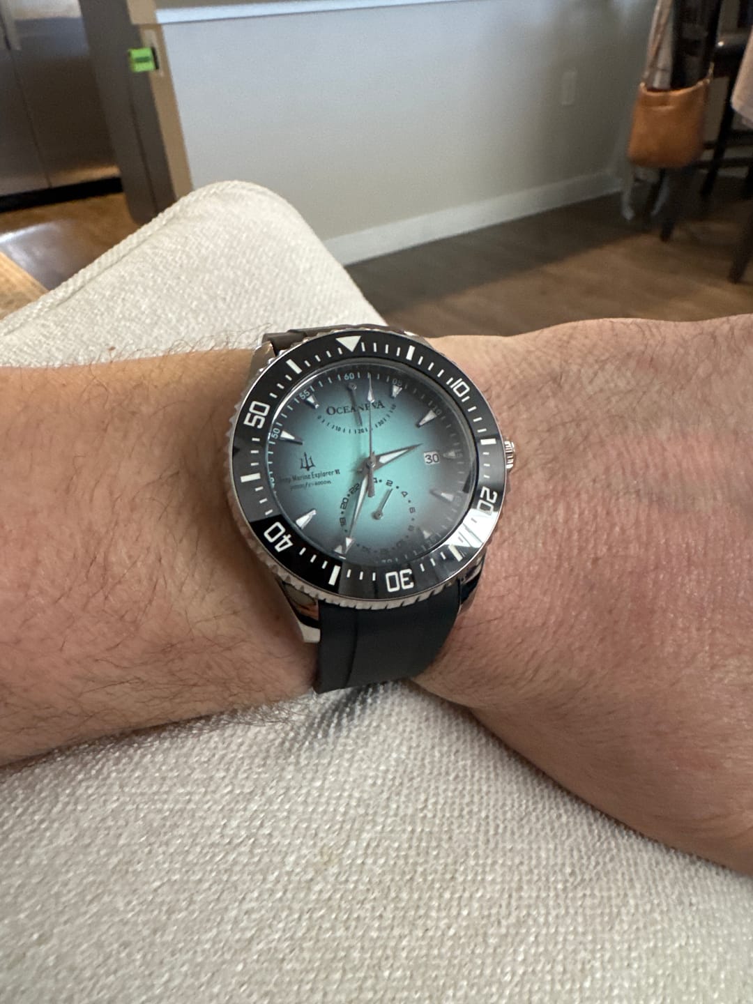 Customer photo review of Oceaneva Power Reserve 6000m Automatic Grade 5 Titanium Watch Mint