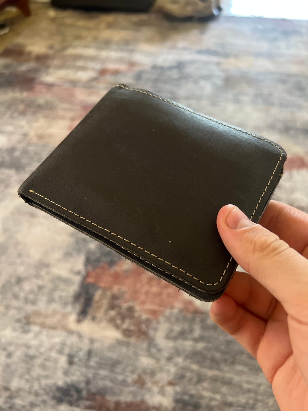 Customer photo review of Brown Full Grain Leather Minimalist Wallet