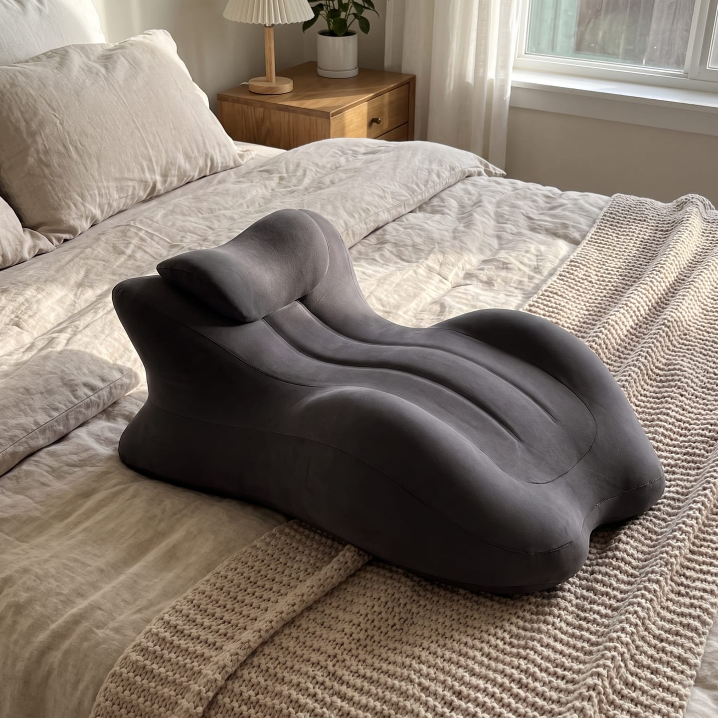 Customer photo review of The Pillow That Makes Her Grip The Sheets