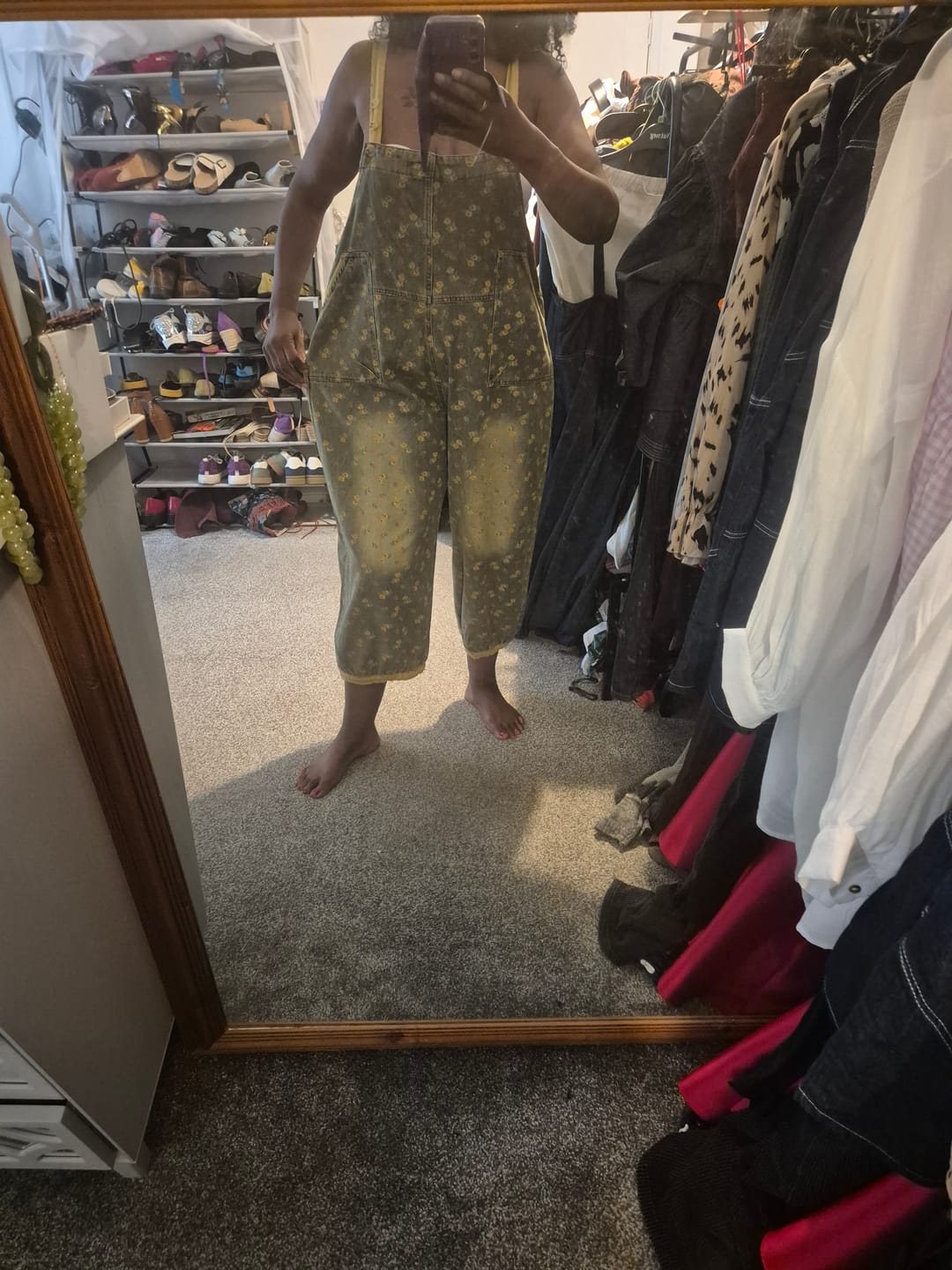 Customer photo review of Plus Size Women Summer Casual Floral Denim Wide-leg Jumpsuits