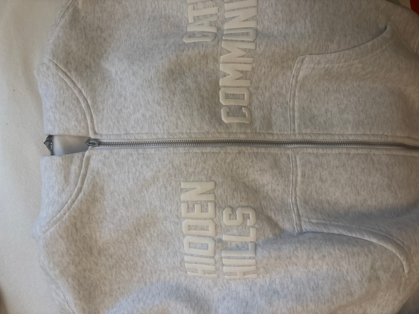 Customer photo review of GATED COMMUNITY ZIP HOODIE LIGHT GREY