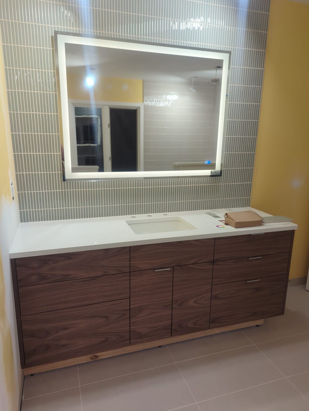 Customer photo review of Austin Stainless 72" American Black Walnut Bathroom Vanity