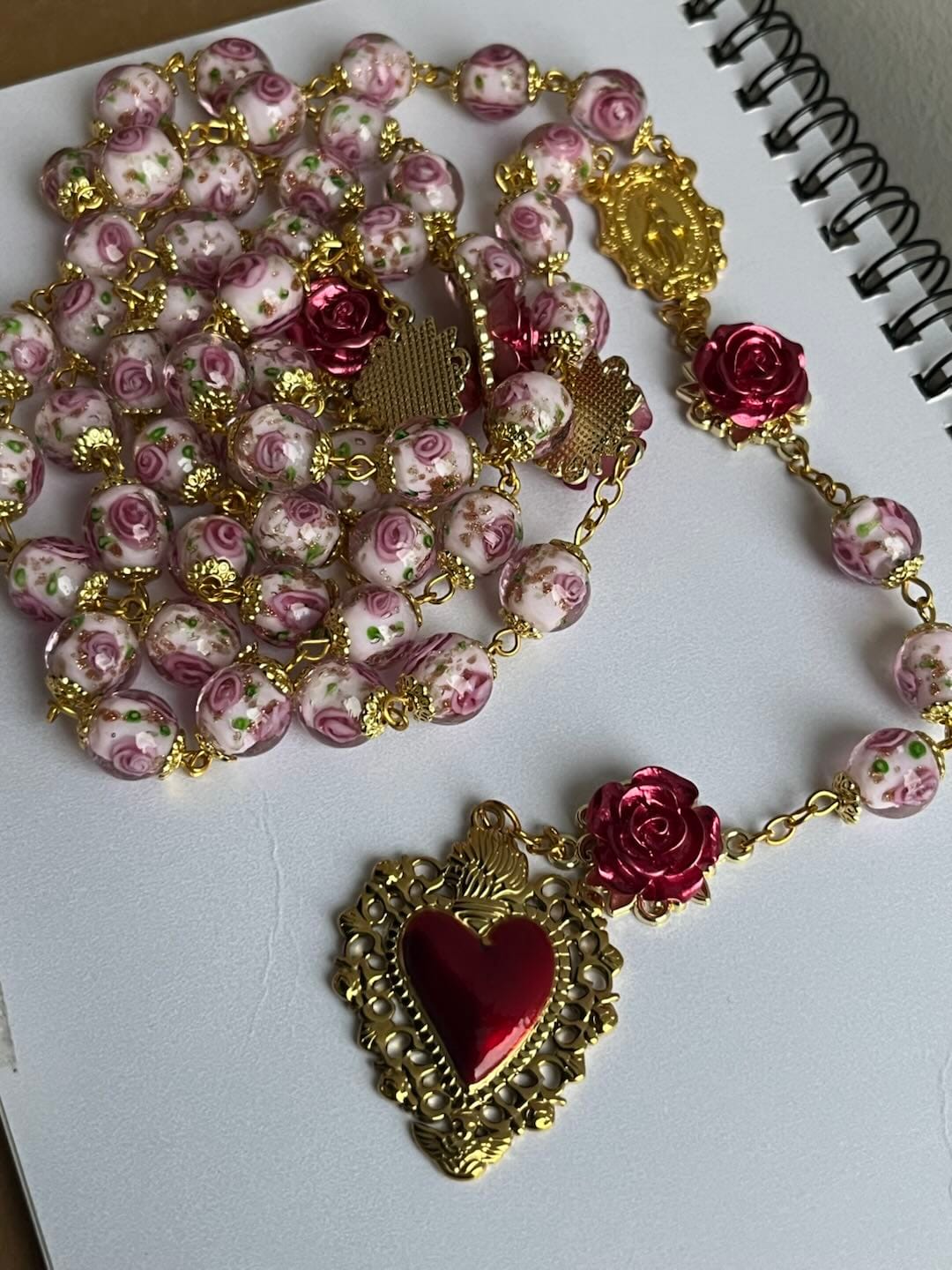 Customer photo review of SolaceBeads Handmade Floral Glass Rosary : Lampworkbeads Beads with Rose, Crafted With Devout Spirit