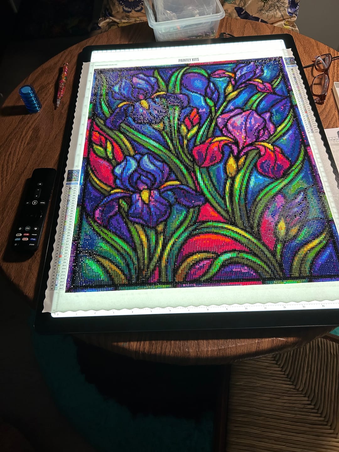 Customer photo review of Stained Glass Irises (Diamond Painting)